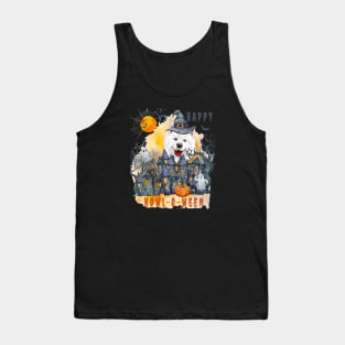 Samoyed Happy Howl-o-ween Ghost Houses Funny Watercolor Tank Top